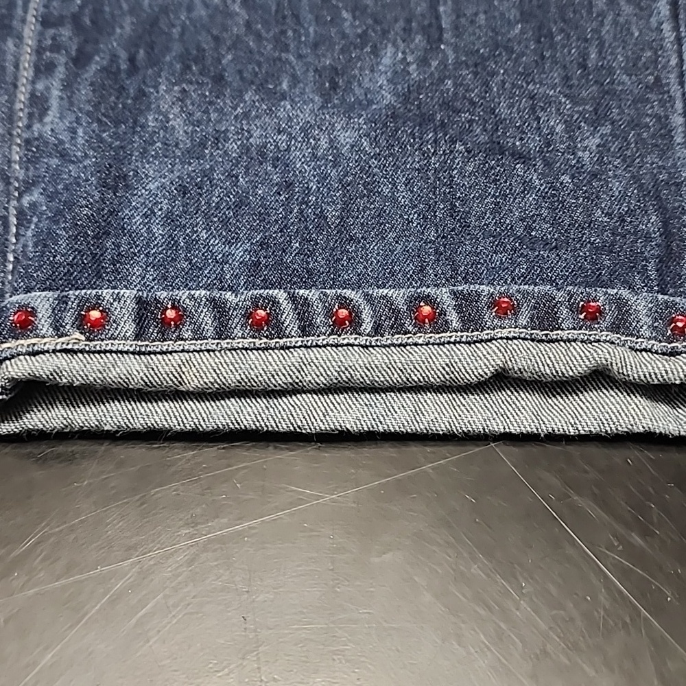 Venezia Jeans w/red rhinestone embellishments Sz 14 Ankle Jeans - Picture 7 of 8